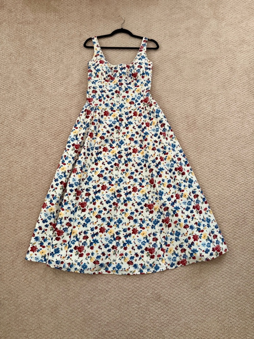 Abercrombie & Fitch Bra-Free Dylan Midi Cream Floral Dress
